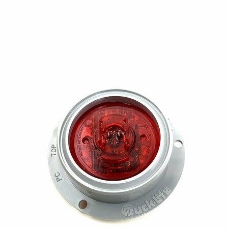 TRUCK-LITE Low Profile, Led, Red Round, 8 Diode, Marker Clearance Light, Pc, Gray Polycarbonate Flange 10389R